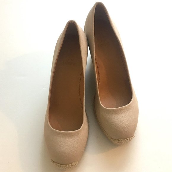 J. Crew Factory Canvas Espadrille Wedges 7M (Flax) - Picture 2 of 6